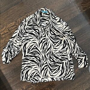 Alice + Olivia Black and White Zebra Print Shirt